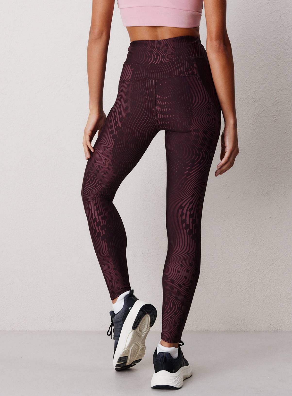 REAKTIV Dark Red Printed High Waisted Everyday Full Length Legging M - Image 4
